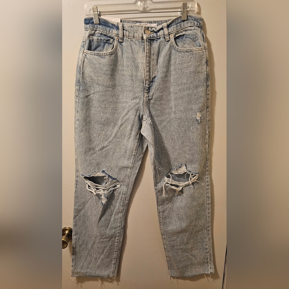 Garage Vintage Straight Jeans Blue Distressed  Raw Hem Women’s Size 9‎ 29w NWT